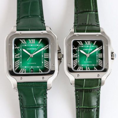 CARTIER Replica Watch Best Edition with 9015 Movement Green Italian Cowhide Leather Watch Strap 47.5mm/35.1mm Watch